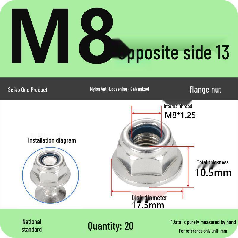 Hexagonal Self-Locking Nylon Anti-Loosening Flange Nut M4-M14