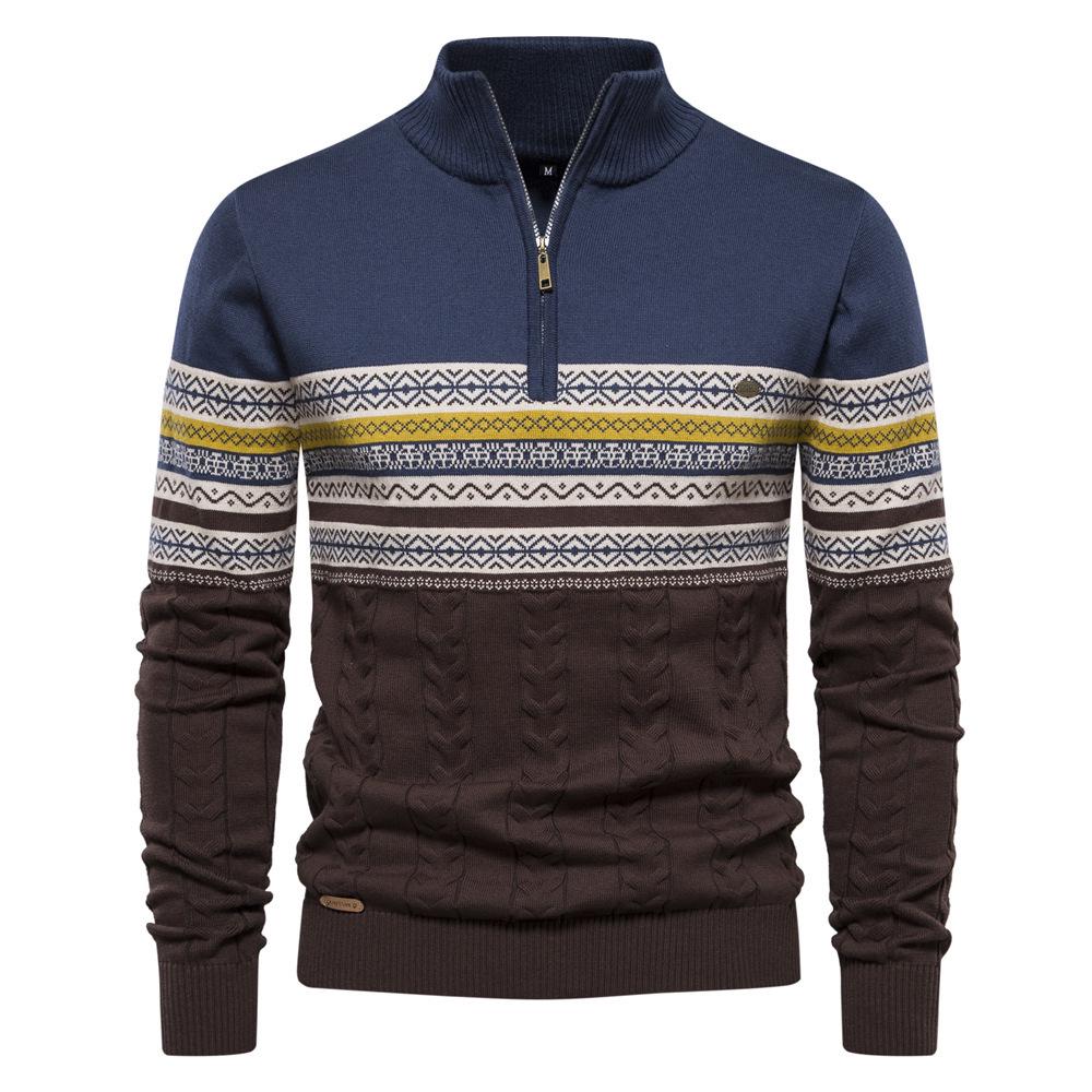 

2026 Autumn/Winter Trend: Men s Oversized European-Style Sweater with Stand-up Collar & Half-Zip - High-Quality, Versatile Knitwear. XXL