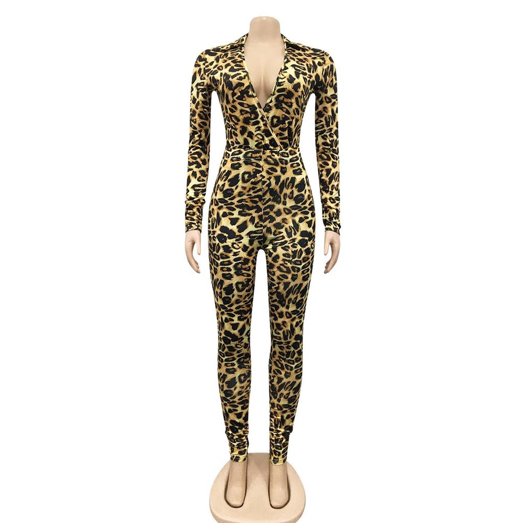 Europäische & Amerikanische Mode V-Ausschnitt Digitaldruck Langarm Hosen Set