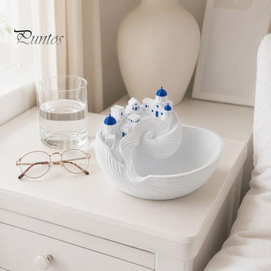 Santorini Inspired Desk Organizer Santorinistyle Catchall Bowl, Catch All Tray Organizer, Greek Island Desktop Decor, Shell Elegant Ring And Bracelet