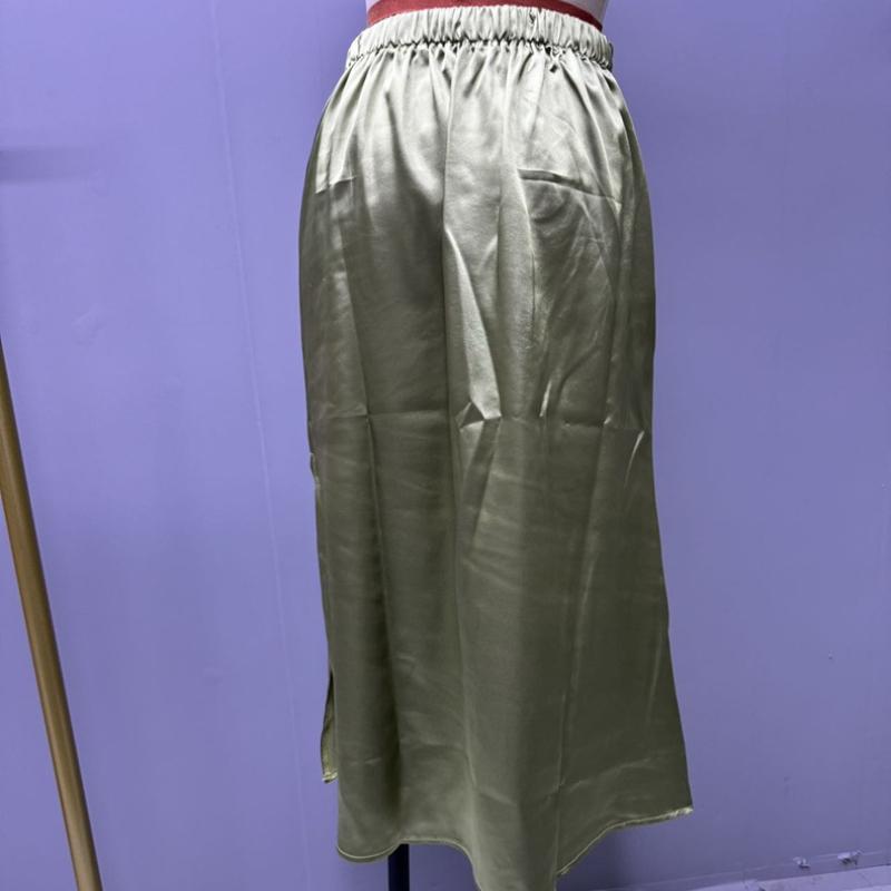 Mode Elegante Hohe Taille Satin Lange Röcke Frauen Slit Sexy Feste Beiläufige Lose Frau Rock Sommer Neue Vintage Einfache Schlank Satin damen Rock 26564