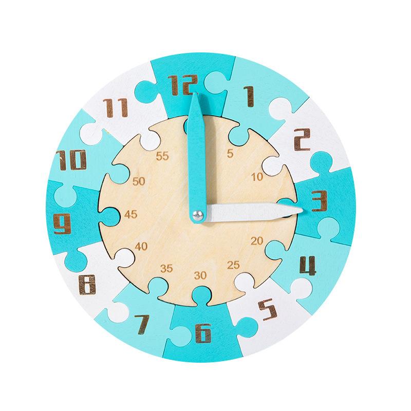 Montessori Children Clock Wooden Time Learning Puzzle Clock for Children Early Education Hour Minute Cognition Teaching Aids