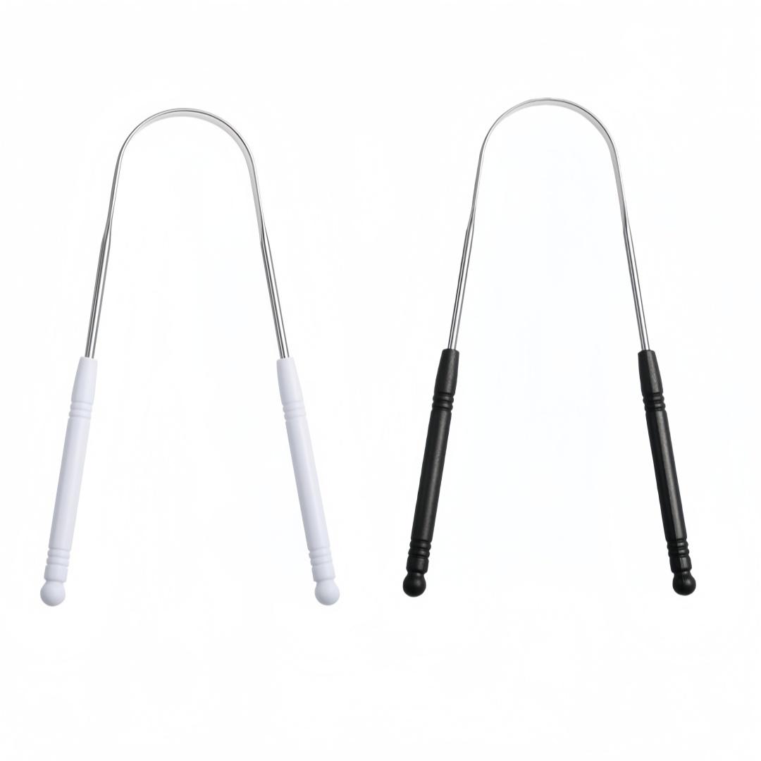 2PCS Stainless Steel Tongue Scraper U Shaped Tongue Coating Scraper Reduce Bacteria Bad Breath Tongue Brush Oral Cleaning Tool dozen