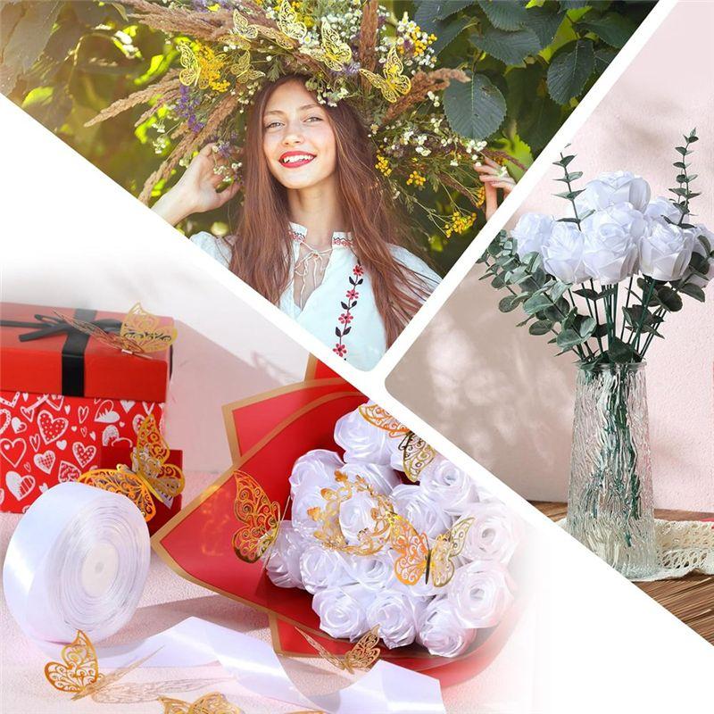 M-Modern-Artificial Roses Bouquet Flowers Bouquet Wrapping Paper Flower Wrapping Paper White