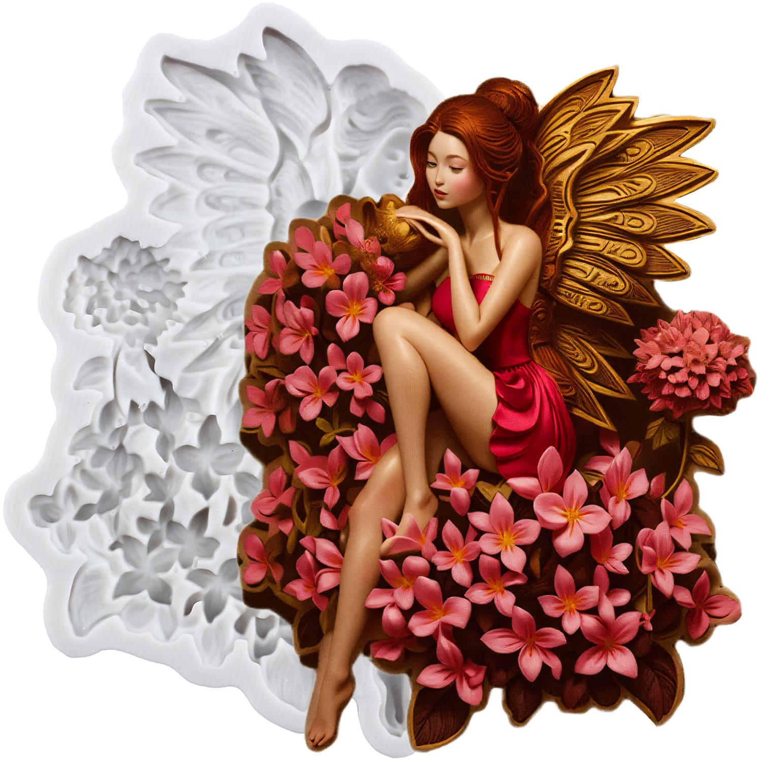 

Силиконовые формы Фея цветов Феи Ангел Форма для мастики Инструменты для украшения торта Топпер для кекса Шоколадные конфеты Ремесло Жевательная паста Полимерная глина серый