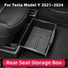 Under Seat Storage Box For Tesla Model Y 2021~2024 Center Console Organizer Bins Front Backseat Bag Trash Tray Accessories