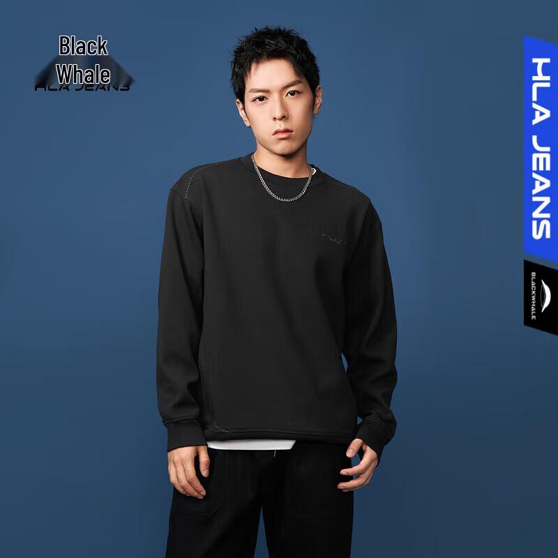 

HLA Black Whale Men s Letter Print Crewneck Sweatshirt XL