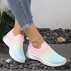 Fashion Gradient Color Women Flats Shoes Breathable Mesh Platform Sneakers Slip on Soft Ladies Casual  Women Shoes Tennis Flats