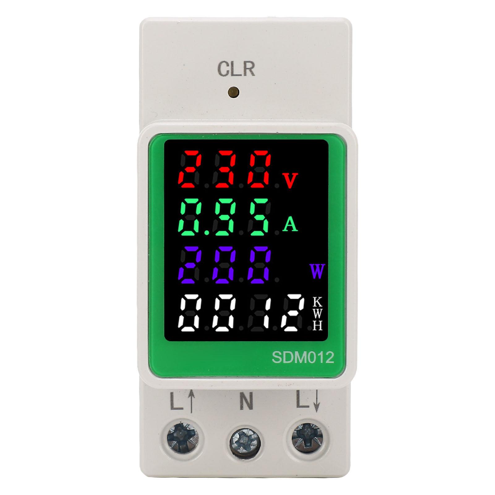 

LED Digital Color Display Electricity Monitor Single Phase AC Current Voltage Frequency Power