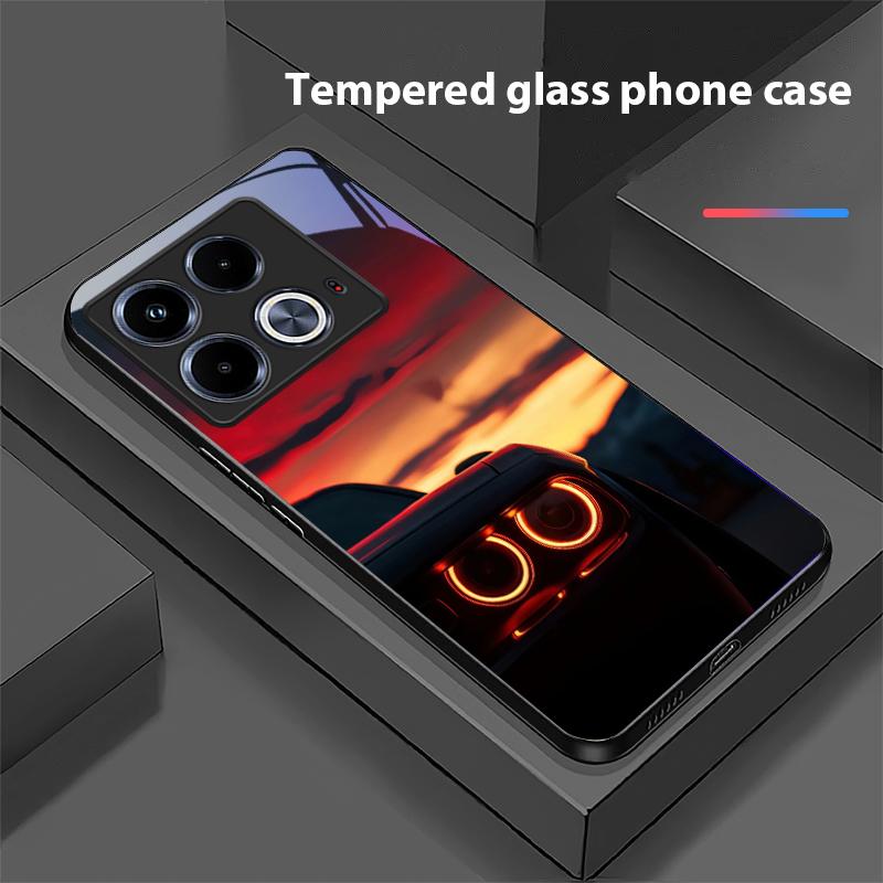 Schwarzer Apfelstein für Infinix Note 40 4G 30i 12 G96 Smart 8 Hot 9 Play 10 11S 12 20i 50 Pro Plus 5G Handyhülle aus gehärtetem Glas