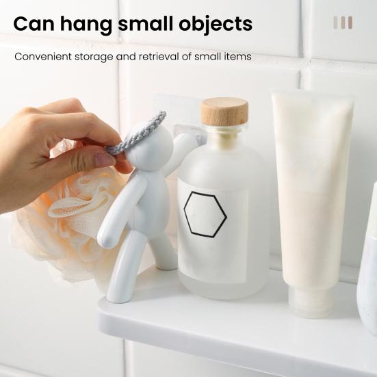 Mini Figures Storage Rack Cartoon Wall-Mounted Organizer Punch-Free Wall Storage Shelf for Kitchen Bathroom Living Room