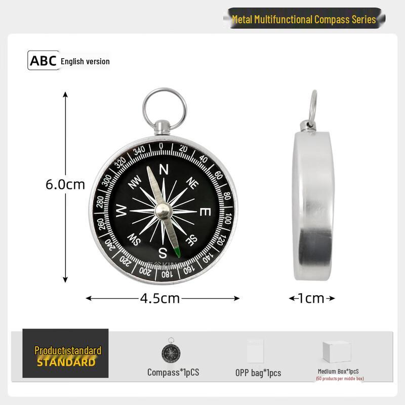 MR MOOSE G44-2 Outdoor Mini Aluminum Compass with Keychain