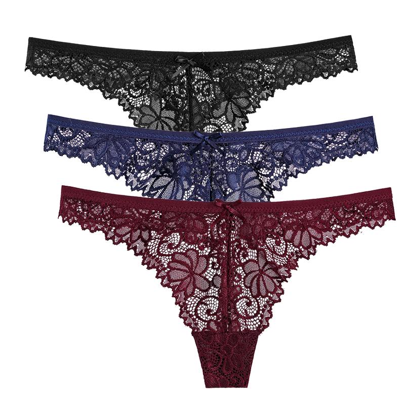 Lace Panties Women Seamless Briefs Soft Lingerie Low-rise Hollow Underwear Tempting Thongs Female Underpants
