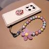 Colorful Beaded Flower Keychain, Kawaii Acrylic Flower Bag Charm with Clip
