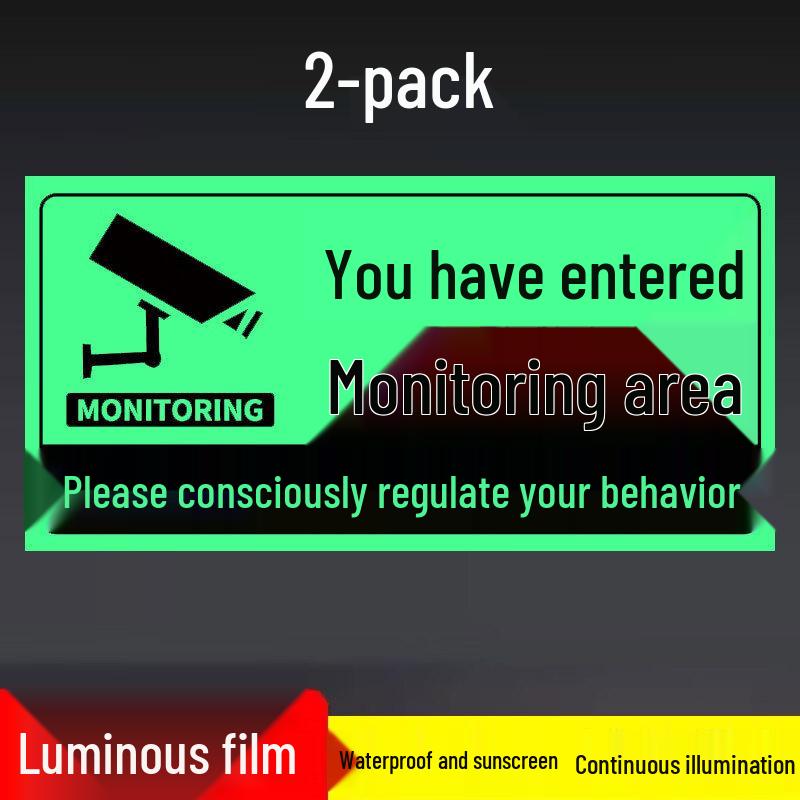 D403 Luminous Surveillance Warning Sign Stickers (2-Pack)