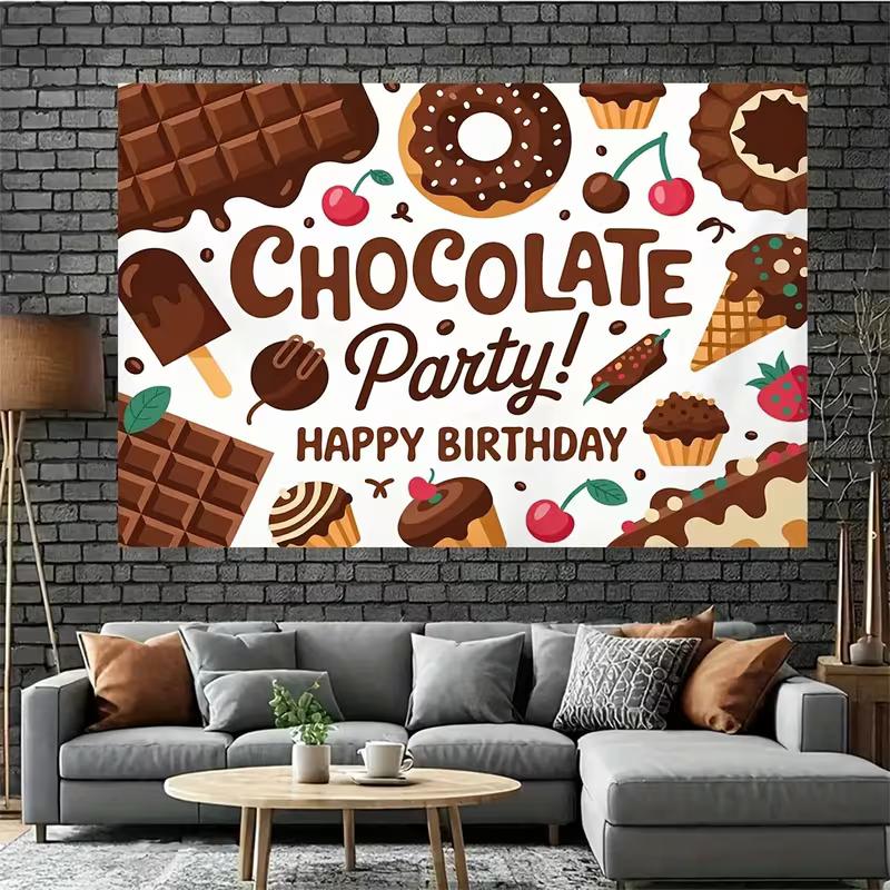 2D Sweet Chocolate Party Backdrop - Birthday Dessert Table Photo Booth Background