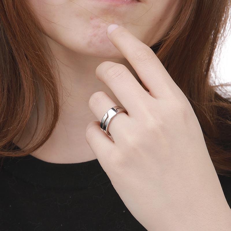 Diamond Inlaid Stainless Steel Couple Rings: European American Fashion Titanium Finger Jewelry