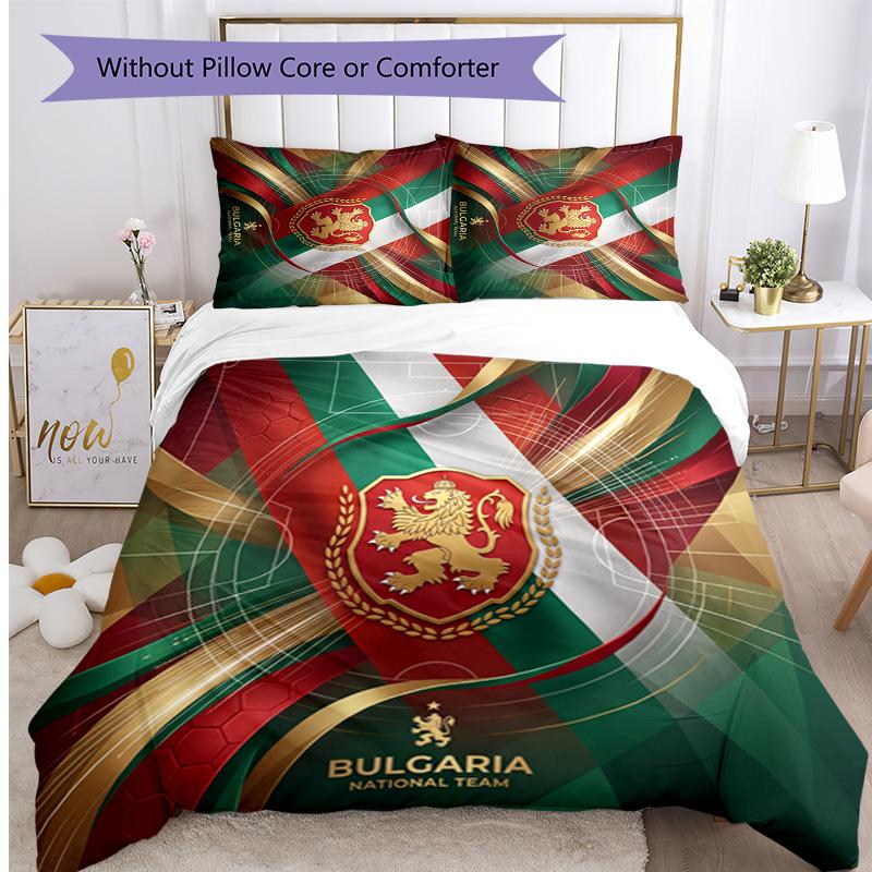 Set Biancheria da Letto Stampata Calcio Ungheria 3 Pezzi Copriletto Traspirante Accogliente come Regalo per Inaugurazione Casa o Festa