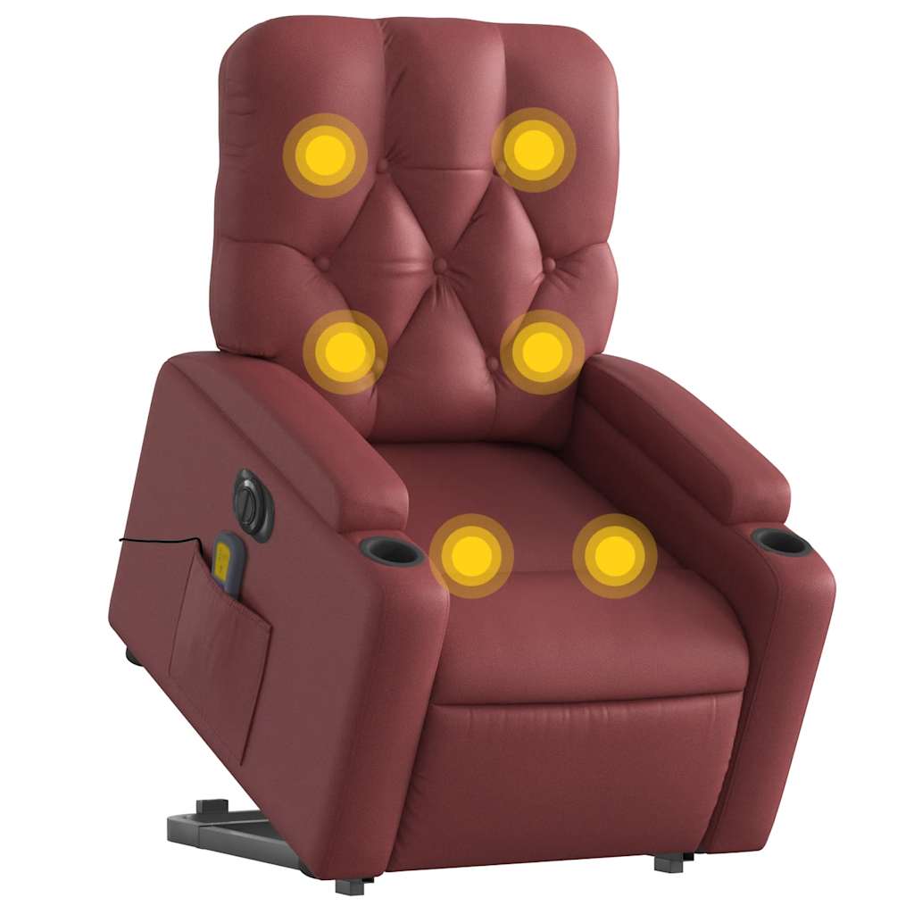 Vidaxl Reclining and Tilting Armchair with Massage, Electric, Burgundy