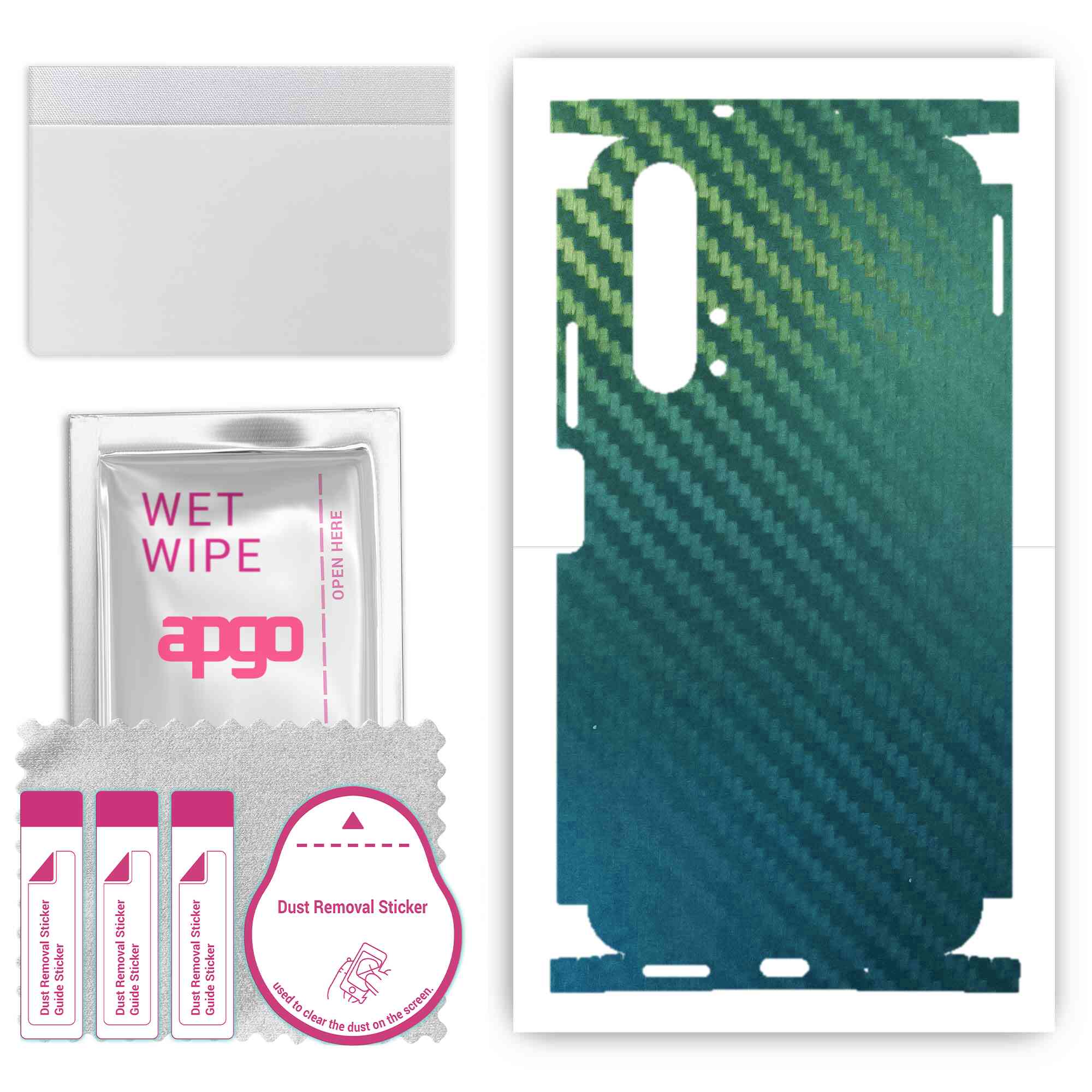 

apgo Protective Skin Sticker for the back+sides compatible with Honor 20 Pro, Full Wrap Film, Foil, Vinyl - Pattern Carbon Chameleon CAKA1