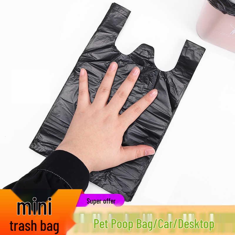 Compact Black Disposable Trash Bags for Small Bins, Cars, Kitchens, and Pet Waste