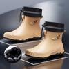 New Men Riding Rain Boots Plus Cotton Warm Non-slip Waterproof Shoes Mid-tube Work Shoes Rain Boots Motorcycle Protective Boots