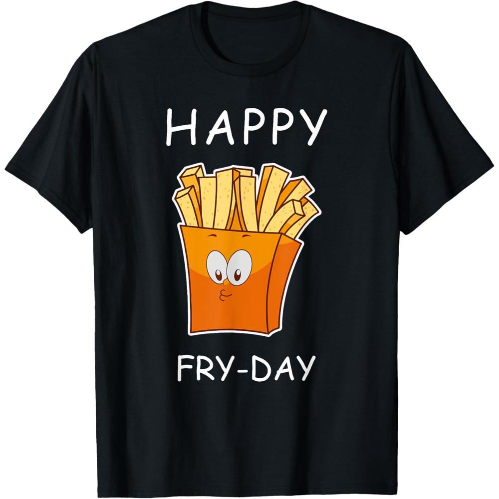 Happy Fry-day Cute Cotton Men T Shirt men women shirt Cotton Men T Shirt M чёрный
