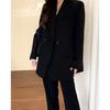 Women's Oversized Black Blazer Double Breasted Casual Loose Fit Suit Jacket