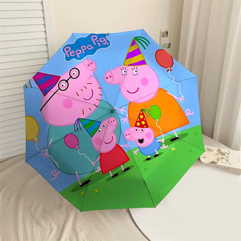 

1PC Peppa Pig birthday party balloons Umbrella-8-Rib Reinforced, Automatic Open, Lightweight & Durable, Cute Fashion Accessory for Outdoor-F2690