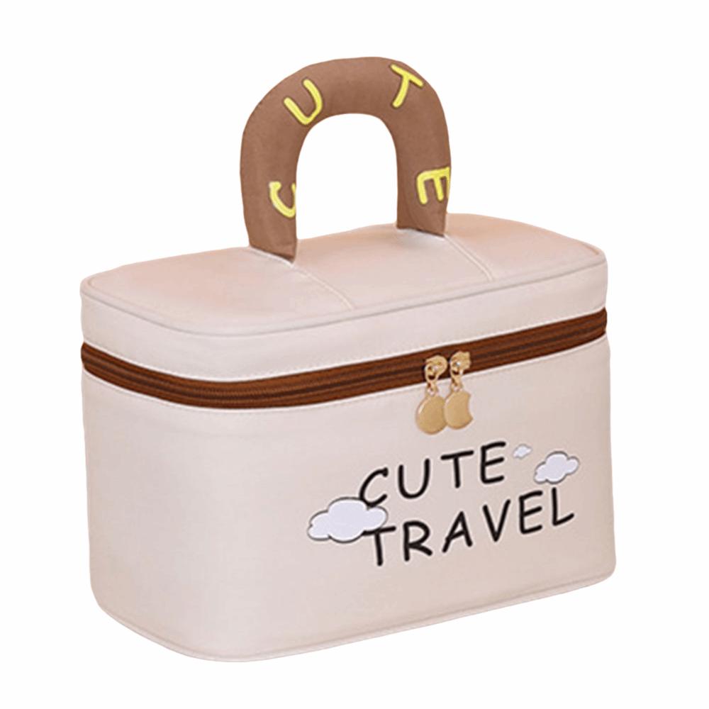 Portable Cosmetic Bags with Handle Toiletry Organizer Versatile Toiletry Pouch  Women Travel бежевый