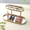 Mirror Double-Layer Jewelry Tray, Two-Tier Storage Rack for Cosmetics, Jewelry, And Watches, Made of Stainless Steel