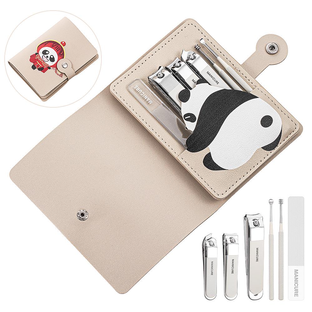 

Набор кусачек для ногтей Douyin Китайская панда, 6 предметов: Многофункциональные плоские и косые кусачки с ушной ложкой