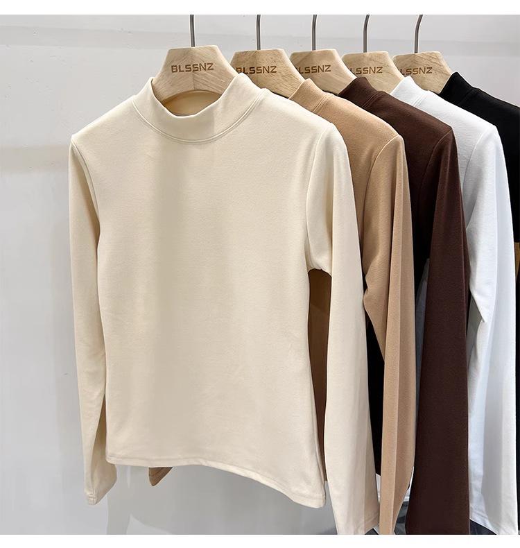 Women's Fleece-Lined High Neck Base Layer Top, Slim Fit, Autumn/Winter 2023