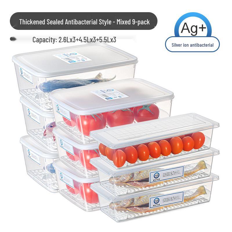 Plastic Japanese-Style Fresh-Keeping Box with Lid for Refrigerator Storage