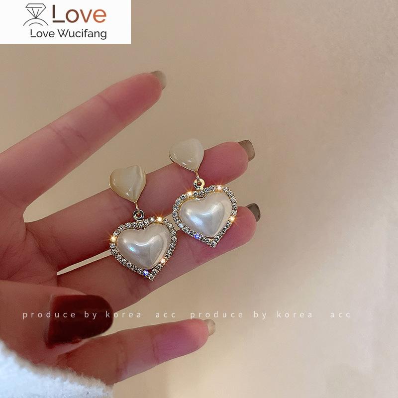 

Серьги Love с бриллиантами и жемчугом из серебра 925 пробы, французские серьги Sense High-End, сладкие серьги на осень и зиму для женщин