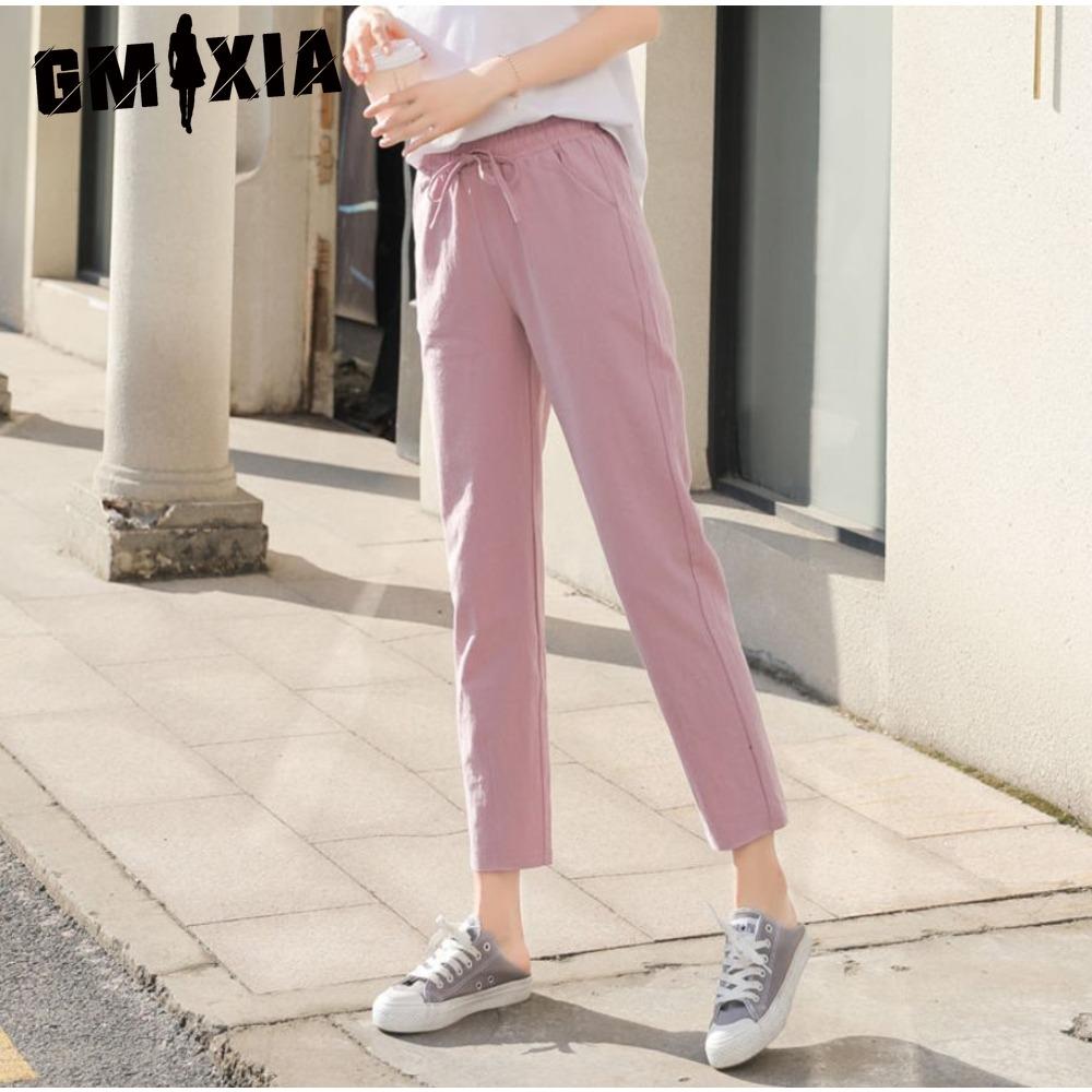 

GMXIA Женские модные повседневные брюки и капри с однотонным принтом XXL розовый