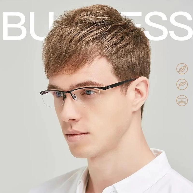 2PCS Metal Half Frame Myopia Glasses Square Myopia Glasses Men Women Anti Blue Light Myopia Eyewear Glasses Diopter 1.0 To 4.0