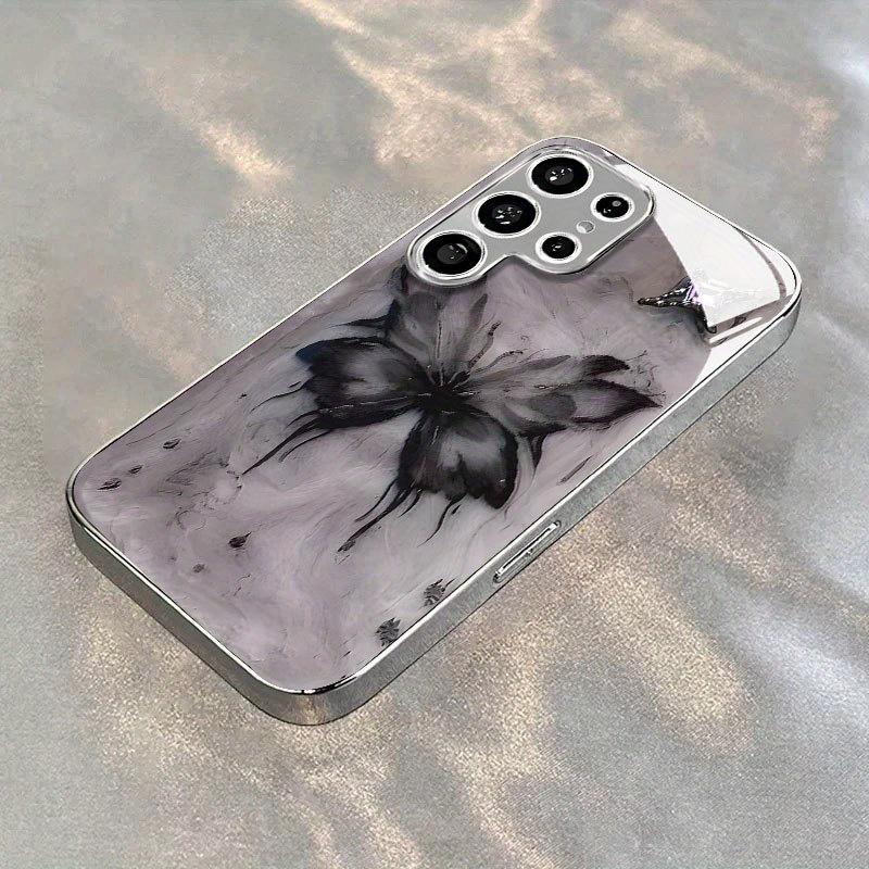 Creative Ink Butterfly Electroplated Silver New Phone Case for Samsung Galaxy S26 S25 S24 S23 S22 S21 and other models