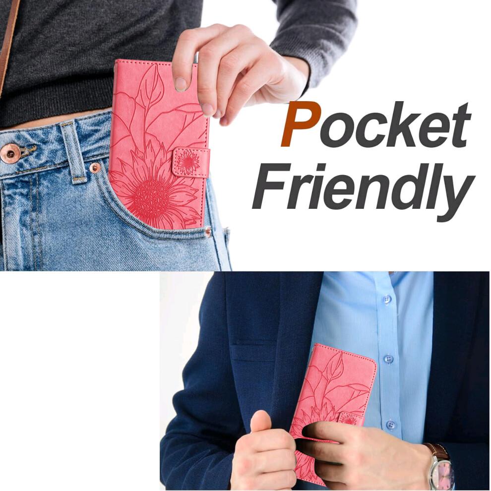 (iPhone 16e, Rose) For iPhone 16e Case Sunflower Imprinted Wallet Stand Folio Flip Leather Cover