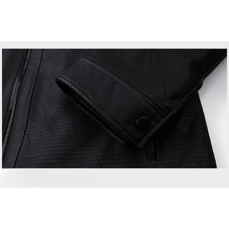 Thickened Genuine Leather Jacket for Men, Sheepskin Lapel Leather Jacket, Warm Casual Down Jacket, Fur Integrated Jacket