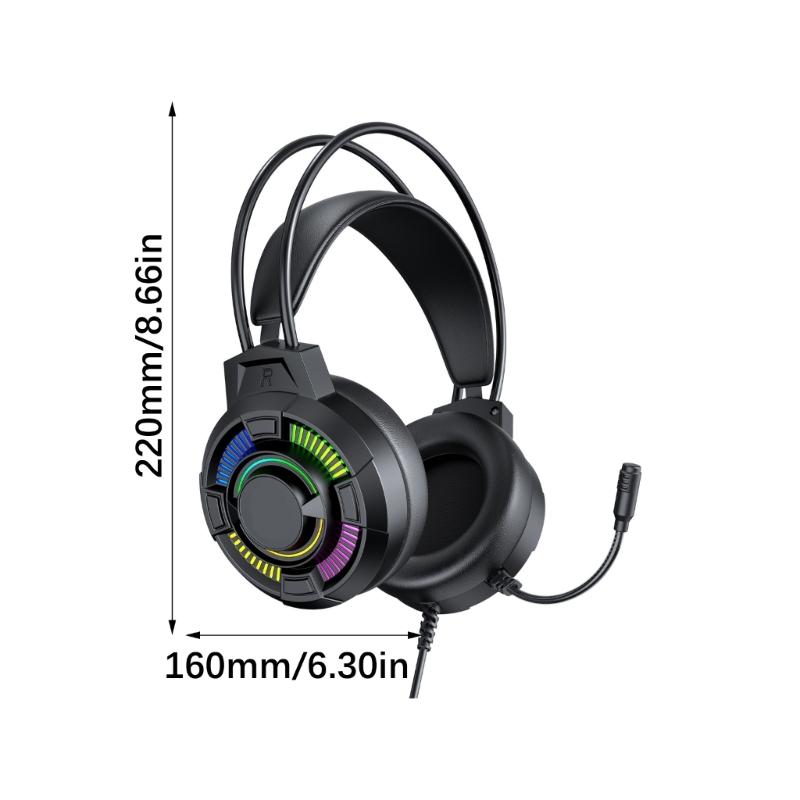 Led Illuminated Headset with 7.1Channel Surround Sound Adjustable Noise Reduction Mic for Gaming Enthusiasts Comfort Fit
