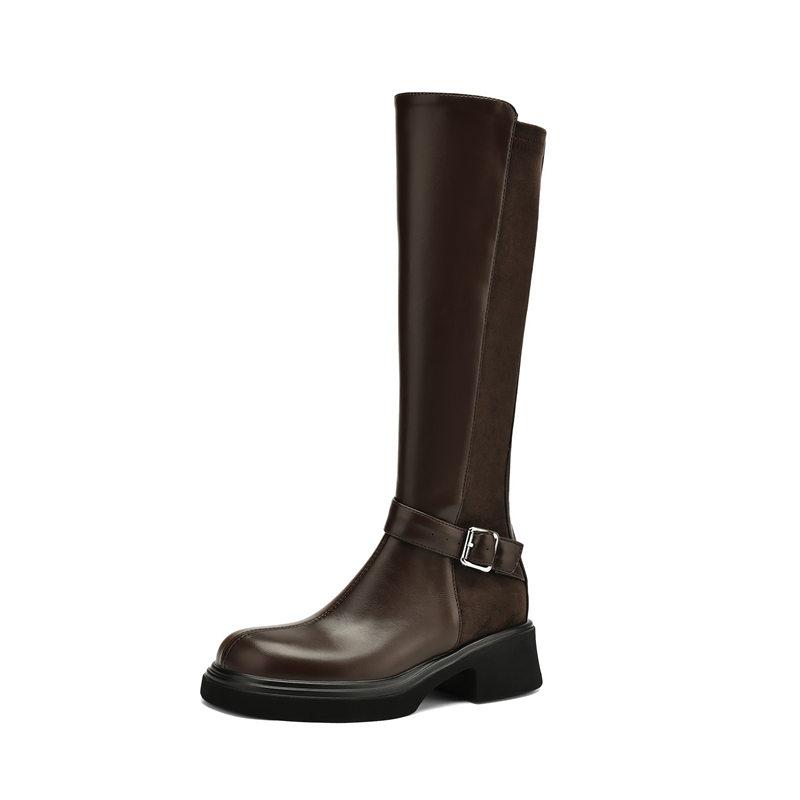Women's high-heeled boots autumn and winter new thick-heeled large-size casual knee boots