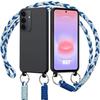 Silicone Case - BOOLING - for Samsung Galaxy A37 5G - Black Shockproof with White Blue Cord