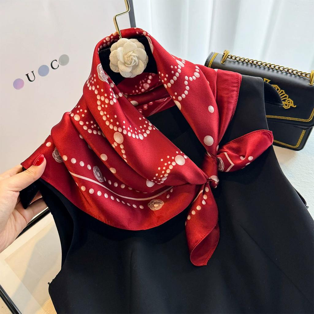 Fashion 100% Nature Real Silk Square Scarf Women Female Foualrd Neckerchief Summer Beach Scarves Shawl Bandana Hijab Pashmina