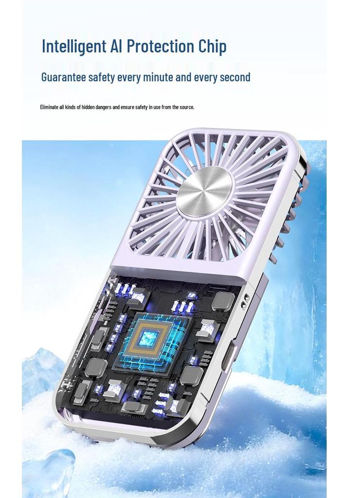 Portable Mini Handheld/Neck-Hanging Fan with Rechargeable USB, High-Speed, Cold Compress, Semiconductor Cooling