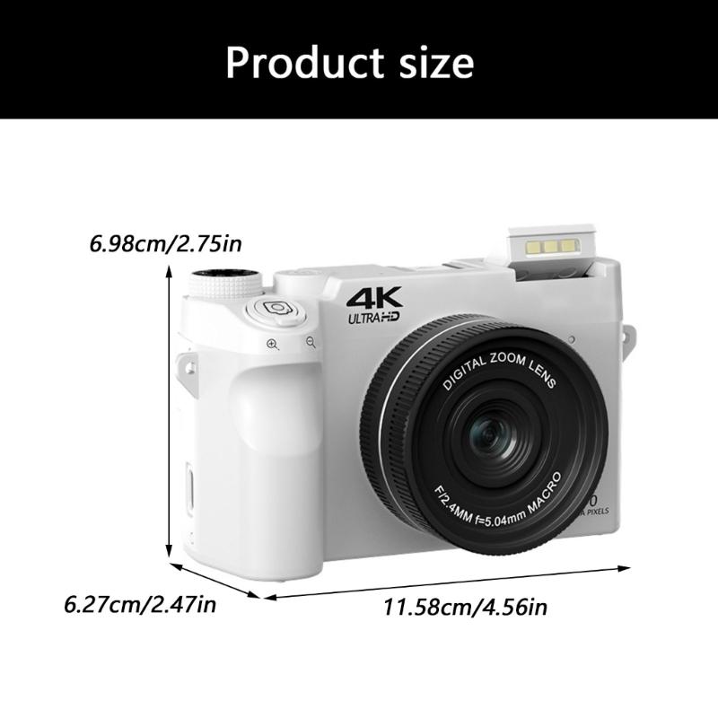 4K Mirrorless Digital Camera 18X Digital 75MP Front Rear Double Lens 9 Shoot Mode Portable USB Rechargeable Battery