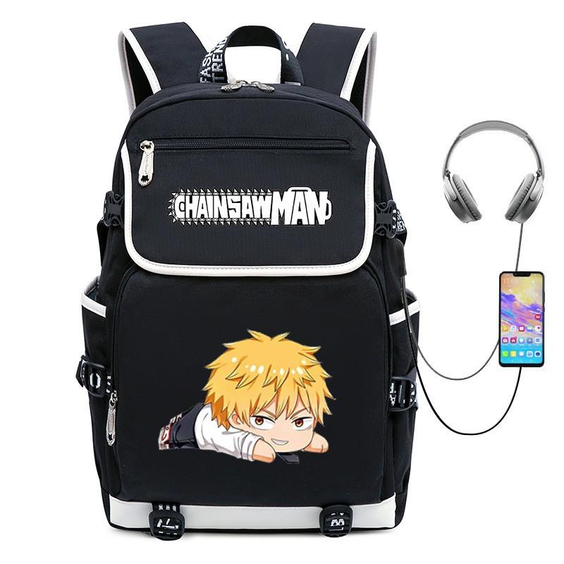 Chainsaw Man Anime Cosplay Backpack School Travel Laptop 14 Inch Oxford Fabric Streetwear Unisex Bag 20-35L