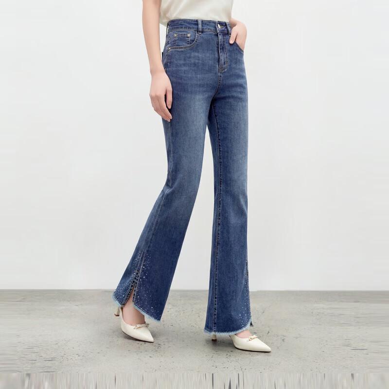 Women's Casual Slim Fit Mid-High Waist Micro-Flare Jeans