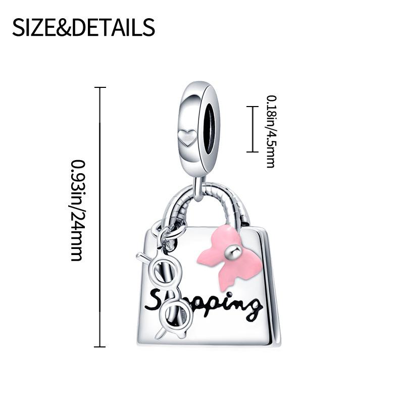 Pan Family Design Copper Silver Plated Airplane Luggage Butterfly Bag Beads Suitable For Pan Family Bracelet Diy