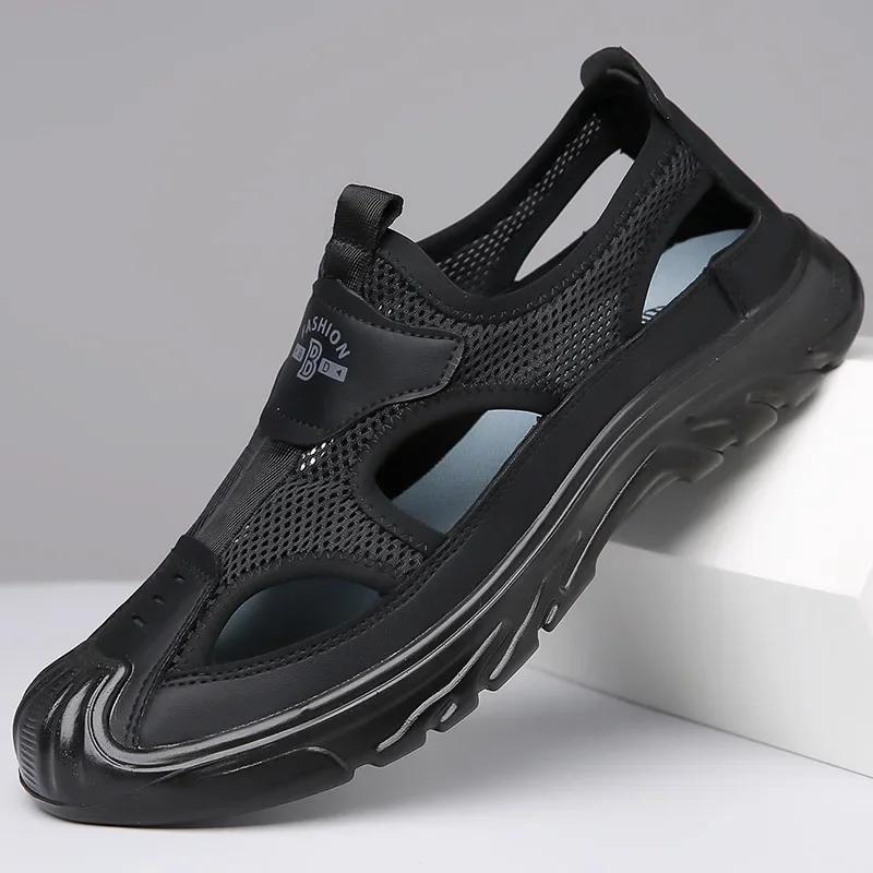 Fashion Summer Sandals Breathable Men Shoes Mesh Outdoor Men Hollow Sandals Antiskid Beach Sandals Flats Footwear Zapatillas Hombre